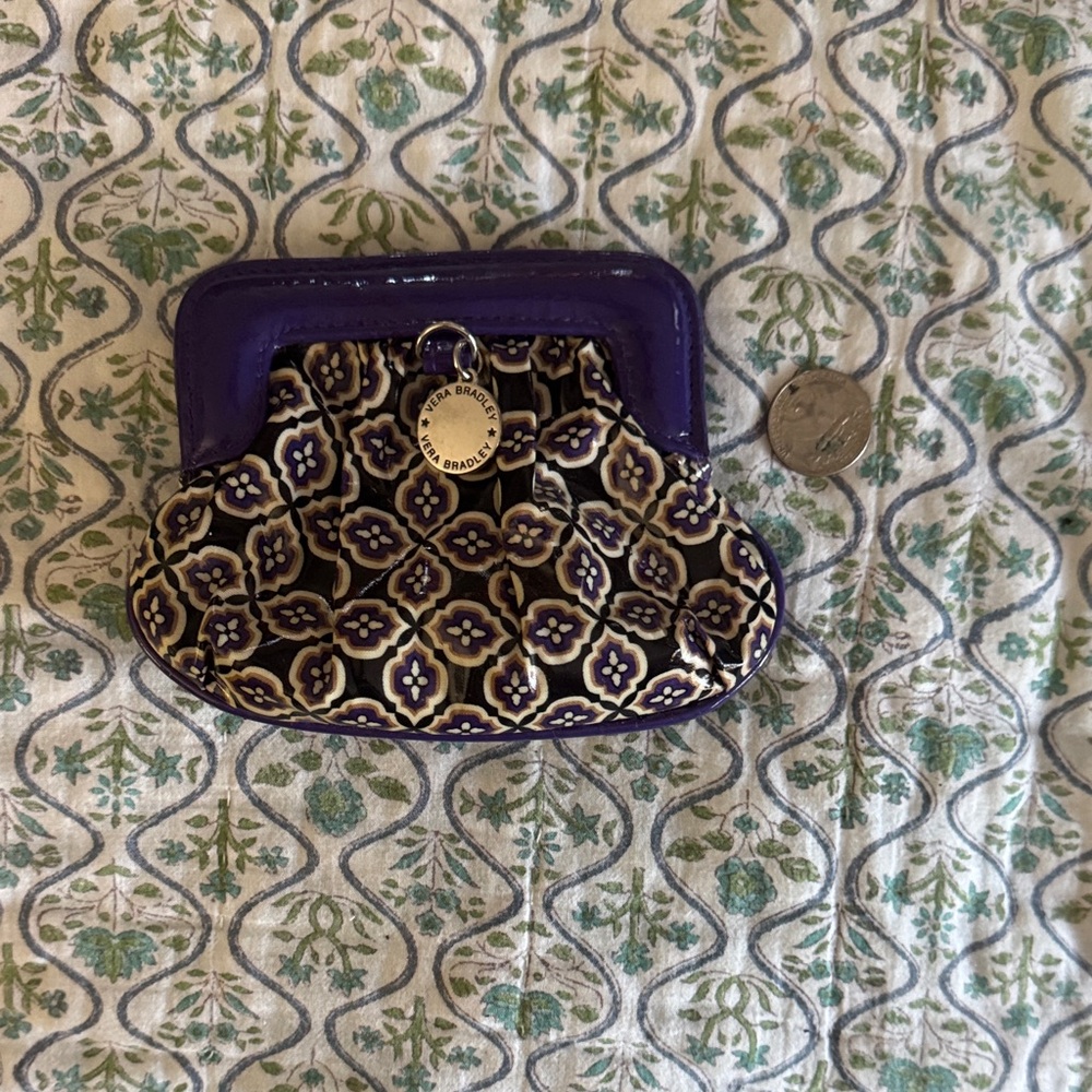 Vera Bradley Purple and Gold Floral Coin Purse